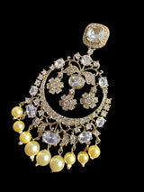 DER701 Sanya gold plated chandbali with pearls ( READY TO SHIP )