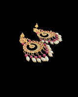 Ruby pearl gold plated silver chandbali earrings ( READY TO SHIP )