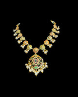 DNS502 Navratan Jadau Necklace Set with Earrings & Tikka | Gold Plated Semi-Precious Stone Jewelry
( READY TO SHIP )