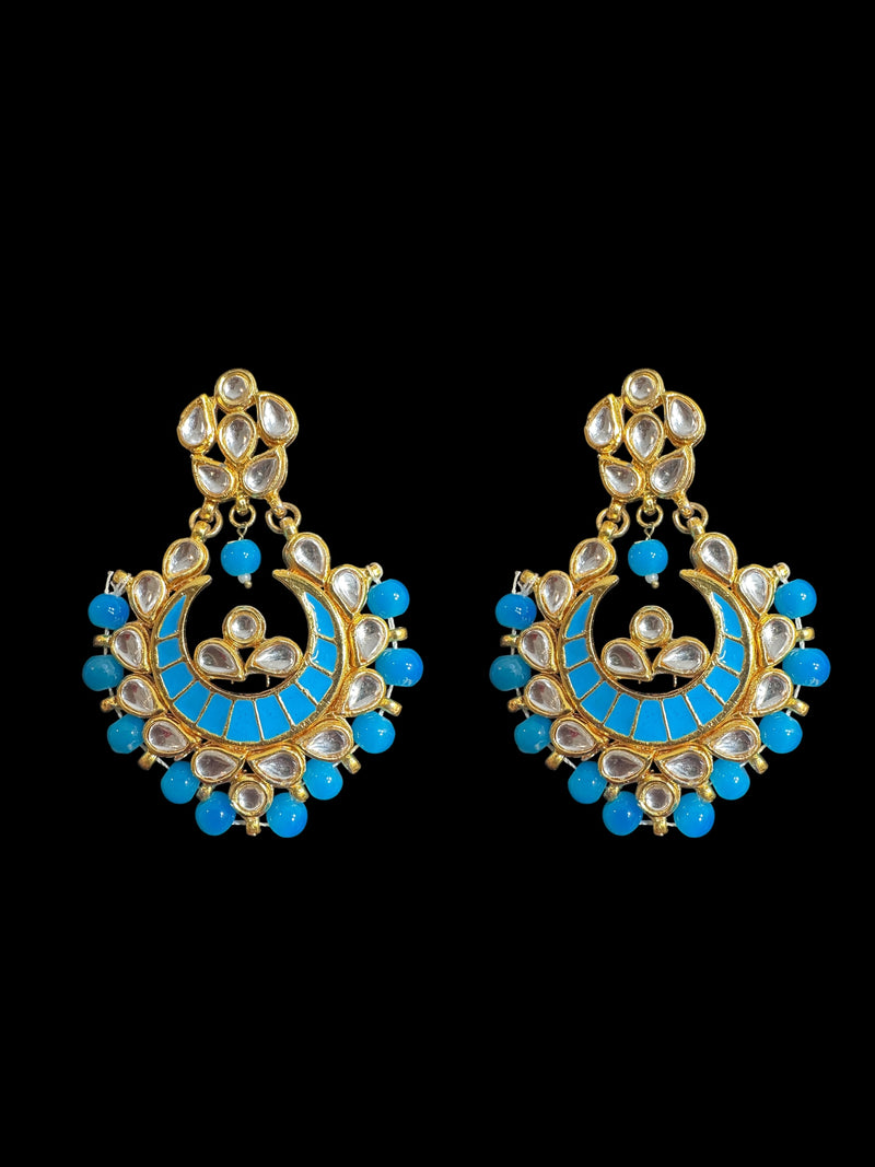 Kundan meena earrings - turquoise  ( READY TO SHIP )