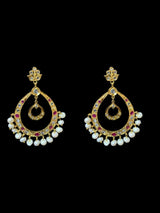 PS508 Tirmani in Rubies with Freshwater Pearls and Chandbali Earrings – Gold-Plated Lightweight Jewelry( READY TO SHIP )