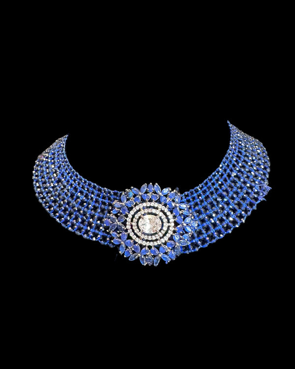 Arushi necklace set  - blue  ( READY TO SHIP)