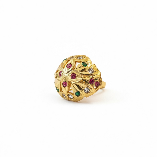 Ruby Emerald Zircon Ring – Gold-Plated 92.5 Silver ( READY TO SHIP )