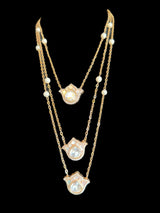 PS532 Eliza rose gold plated necklace and earrings in mother of pearl ( READY TO SHIP )