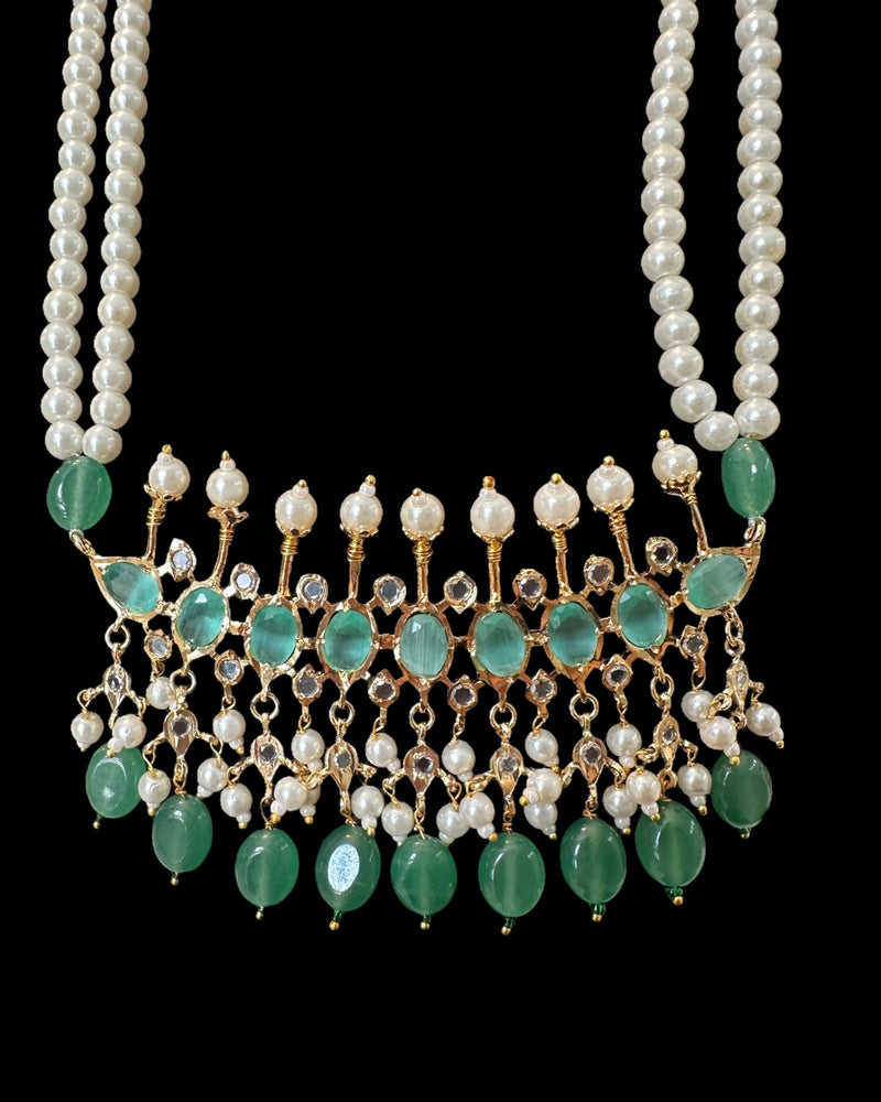 PS563 Tirmani in mint stones and beads with shell pearls ( READY TO SHIP )