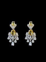 BR315 High quality cz  necklace set with tika - yellow / citrine  ( READY TO SHIP )