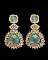 Quartz earrings - moss green    ( READY TO SHIP )