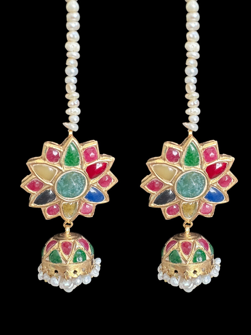 Naheed navratan bridal set with fresh water pearls and gemstones ( READY TO SHIP )