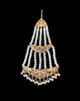 Gold-Plated Silver Jhoomar (Passa) – Ruby, Emerald & Freshwater Pearl ( READY TO SHIP )
