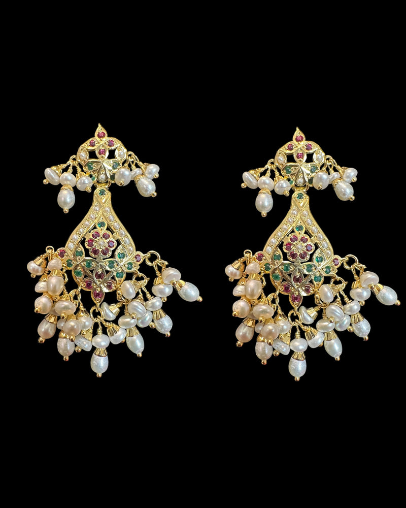 Ruby Emerald Pearl Necklace Set | 92.5 Silver Gold-Plated ( READY TO SHIP )