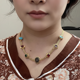 DNS219 Gold-Plated Multicolor Necklace Set with Earrings ( READY TO SHIP )
