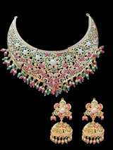 BR501 Ruby emerald bridal necklace with earrings tika ( READY TO SHIP)