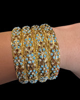 B194 Amira turquoise and pearl bangles ( READY TO SHIP  )