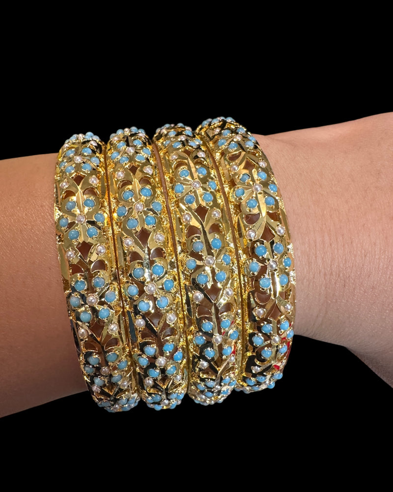 B194 Amira turquoise and pearl bangles ( READY TO SHIP  )
