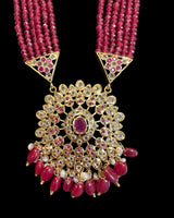 DLN139 Kashf Rani Haar with Earrings – Gold Plated with Onyx & Pearls ( READY TO SHIP )