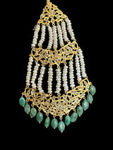 DJHR86 Hyderabadi jhoomar in fresh water pearls and emerald beads ( READY TO SHIP )