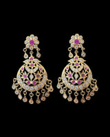 ER19 Lahar gold plated dangler earrings in Ruby zircon combination ( READY TO SHIP )