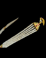 BR601 Ruby Emerald & Freshwater Pearl Handcrafted Bridal Jewelry Set (READY TO SHIP)