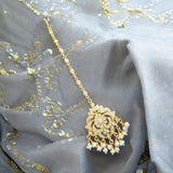 Gold plated silver tikka in fresh water pearls ( READY TO SHIP  )