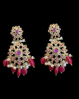 DLN139 Kashf Rani Haar with Earrings – Gold Plated with Onyx & Pearls ( READY TO SHIP )