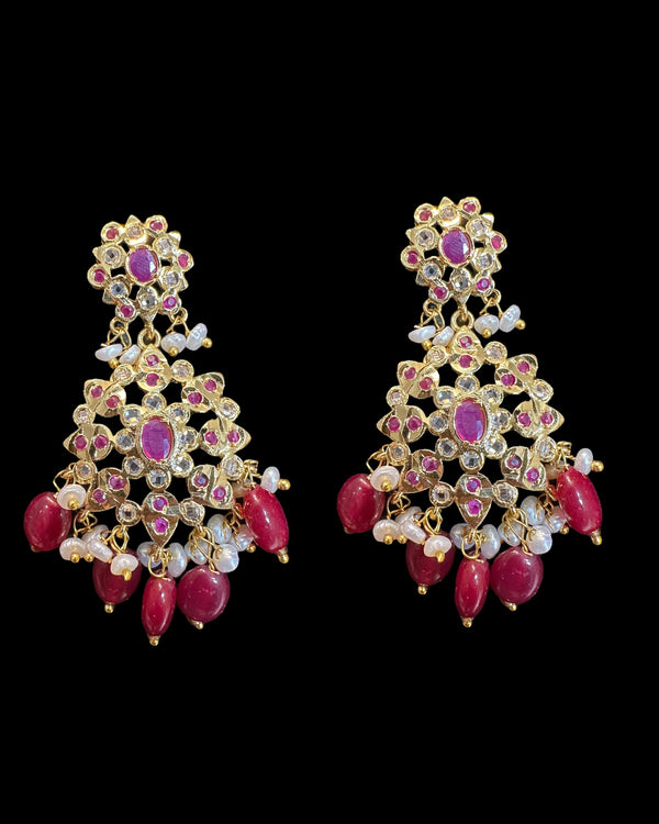 DLN139 Kashf Rani Haar with Earrings – Gold Plated with Onyx & Pearls ( READY TO SHIP )