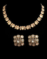 DNS508 Rose Gold Plated Polki Necklace Set – Lightweight Elegant Jewelry ( READY TO SHIP )