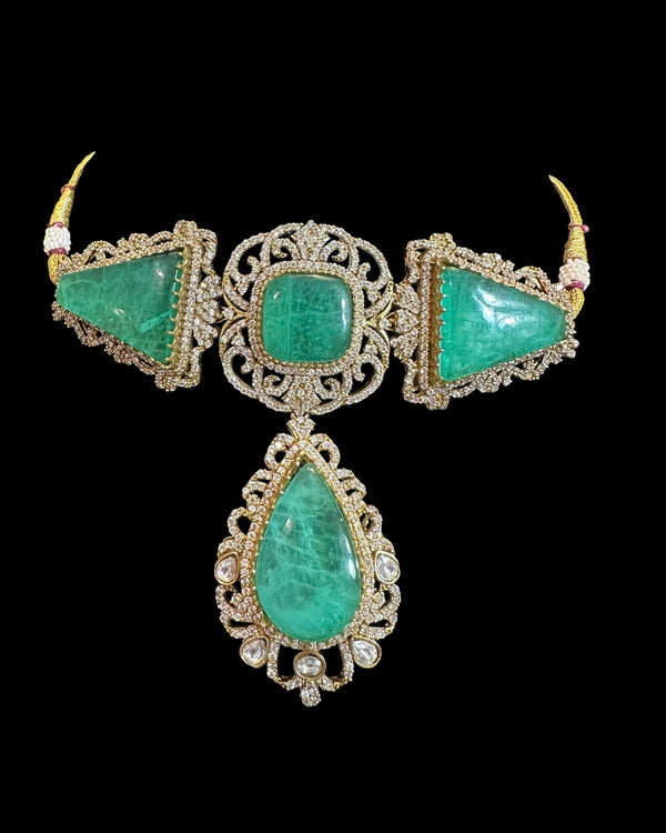 C573 TASHA doublet choker - green / emerald ( READY TO SHIP )