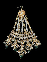 DJHR133 Sonara kundan jhoomar with green beads ( READY TO SHIP  )