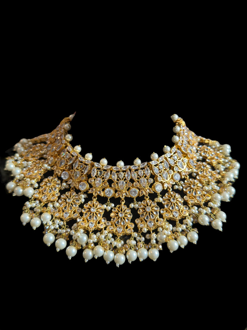 JIMENA bridal set in zircon and pearls ( READY TO SHIP )