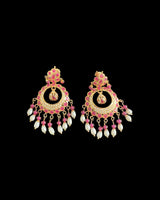 Ruby pearl gold plated silver chandbali earrings ( READY TO SHIP )