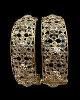 Azmah Gold-Plated CZ Polki Bangles (Set of 2) ( READY TO SHIP )
