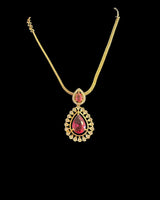 Gold plated pendant set - RUBY - READY TO SHIP