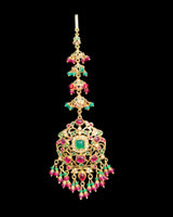 Grand Bridal Tika in Ruby, Emerald & Pearls – Gold Plated on 92.5 Silver ( READY TO SHIP )