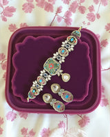 C340 Antique plated choker set in multicolor ( READY TO SHIP )