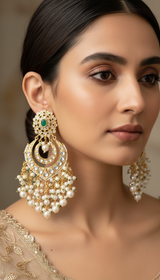 ERS1 Hoor Chandbali earrings in pearls ( READY TO SHIP )