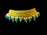 C323 beads choker yellow  with green beads ( READY TO SHIP )