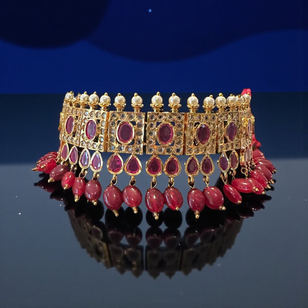 C588 Gauhar hyderabadi choker in Ruby  ( READY TO SHIP )