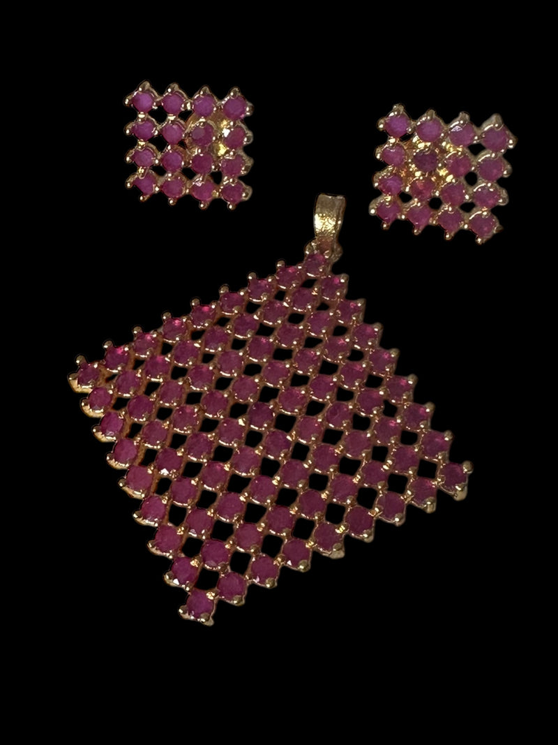 Nandini  cz pendant with earrings  (READY TO SHIP )