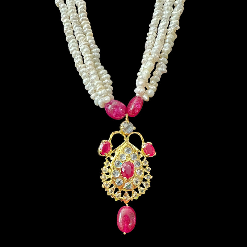 PS303 Jugni in fresh water  pearls and rubies  ( READY TO SHIP)