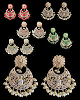 ERS2 Gold-Plated Chandbali Earrings with Zircons & Shell Pearls ( READY TO SHIP )