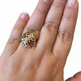 Ruby Emerald Zircon Ring – Gold-Plated 92.5 Silver ( READY TO SHIP )
