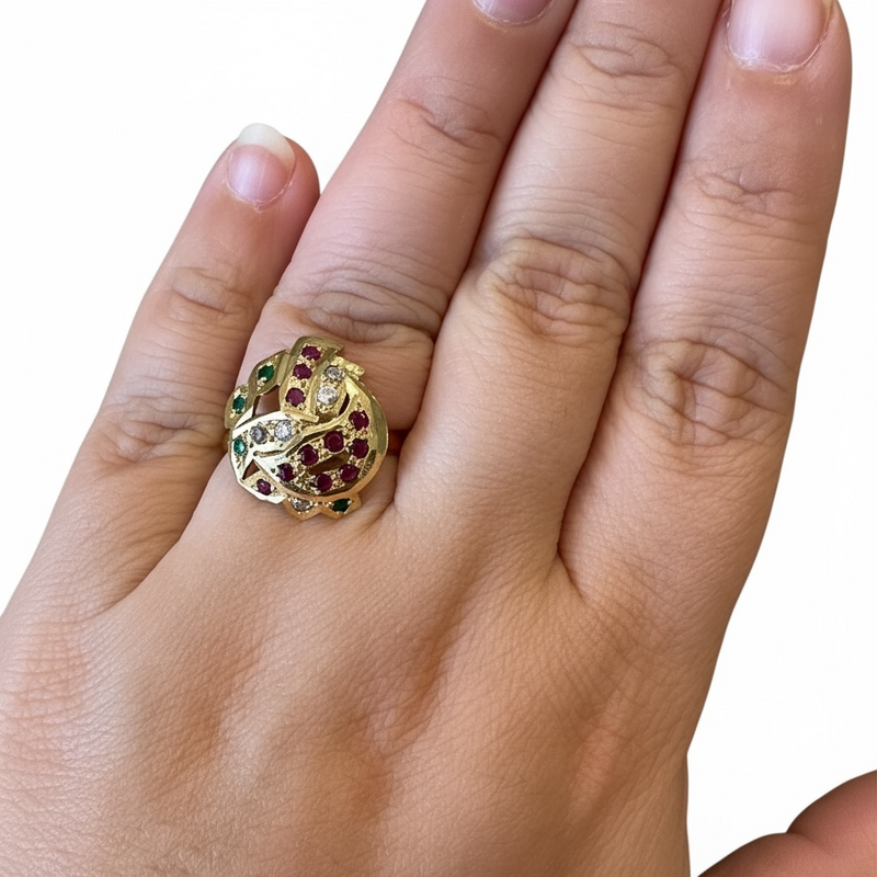 Ruby Emerald Zircon Ring – Gold-Plated 92.5 Silver ( READY TO SHIP )