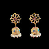 DER616 Sitara Hyderabadi jhumka in navratan ( READY TO SHIP)