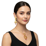 Elegant Handcrafted Ruby, Emerald & Pearl Pendant Earrings Set ( READY TO SHIP )