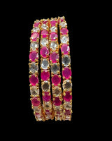 B825 Gold-Plated CZ Bangles – Set of Four (Size 2.4)   ( READY TO SHIP )