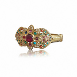 Navratan Gold-Plated Silver Bracelet with Freshwater Pearls ( READY TO SHIP )