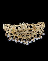 Gold-Plated 92.5 Silver Passa Hair Clip with Emeralds and Freshwater Pearls ( READY TO SHIP )