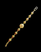 Gold-Plated 925 Silver Ruby Emerald Freshwater Pearl Bracelet ( READY TO SHIP )