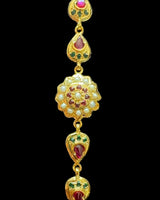 Gold-Plated 925 Silver Ruby Emerald Freshwater Pearl Bracelet ( READY TO SHIP )