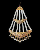 Gold-Plated Silver Jhoomar (Passa) – Ruby, Emerald & Freshwater Pearl ( READY TO SHIP )